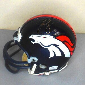 John Elway Signed Denver Broncos Mini Helmet NFL w/COA